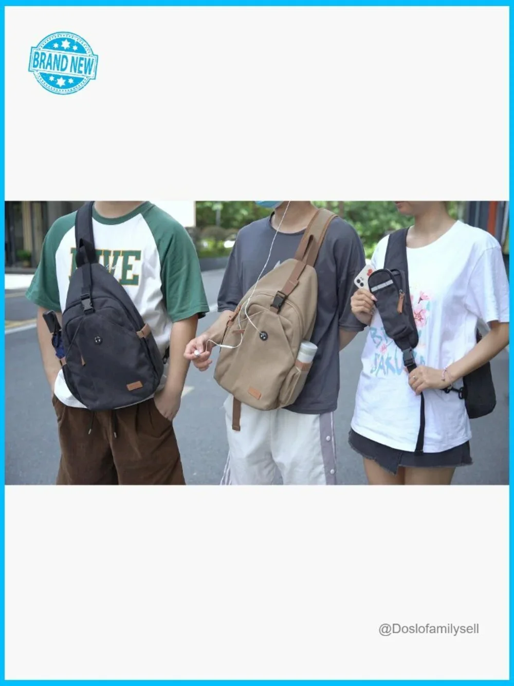 Canvas Sling Bag Anti Theft Crossbody Backpack Travel Hiking Daily